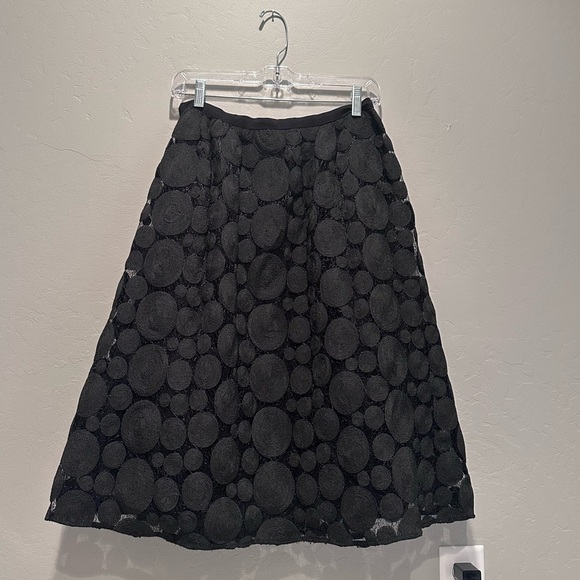 Anthropologie Tracy Reese Black Raffia Circle Lace Midi Skirt Sz 4 - Picture 2 of 15